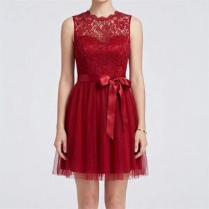 ASPEED USA Dress Womens S Lace Cocktail Red Romantic Feminine formal babydoll